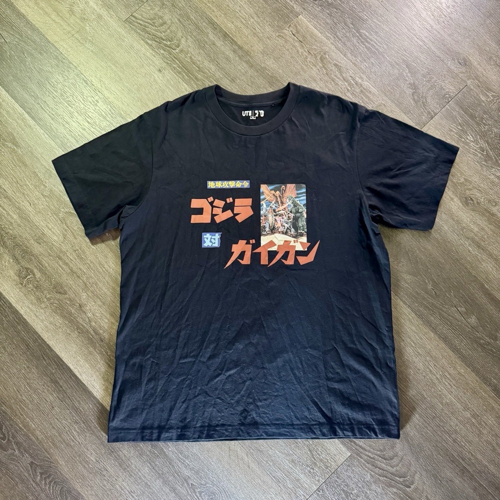Uniqlo‎ Men's Godzilla Anniversary Short Sleeve T-Shirt Black Japanese Style XL